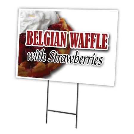 Belgian Waffle Strawb Yard Sign & Stake Outdoor Plastic Coroplast Window